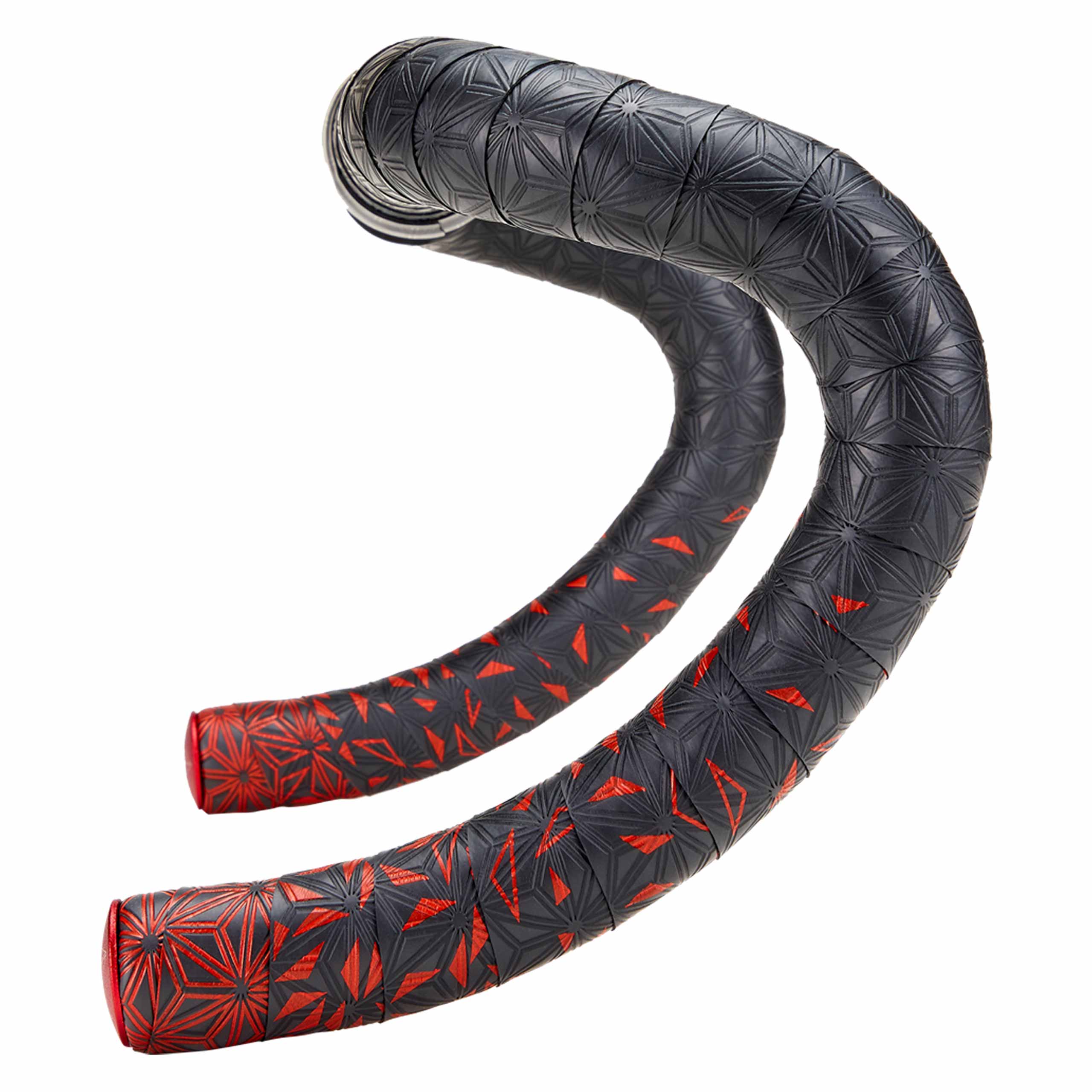 Supacaz Super Sticky Kush Bar Tape – Star Fade Red + Red Star Plugz