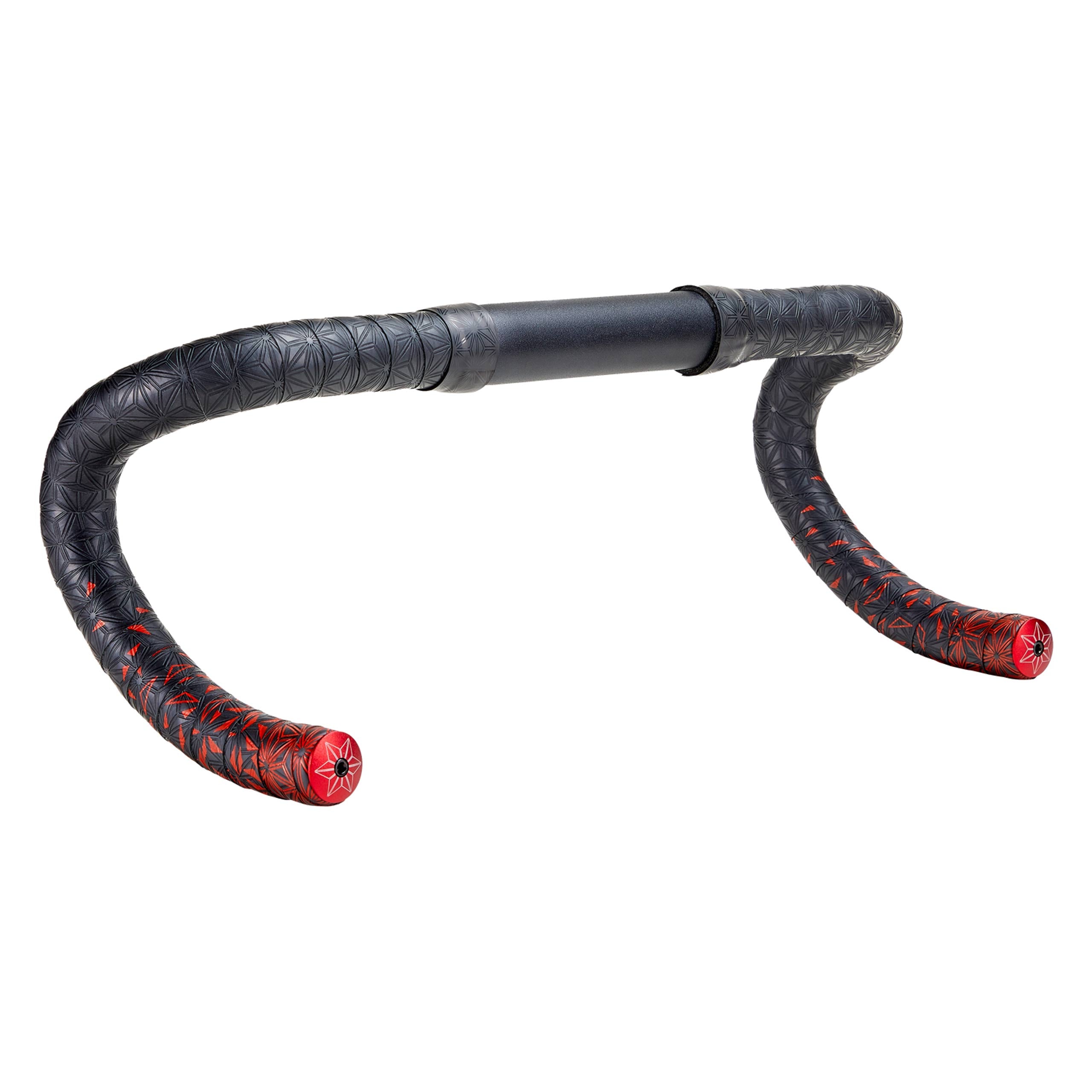 Supacaz Super Sticky Kush Bar Tape – Star Fade Red + Red Star Plugz