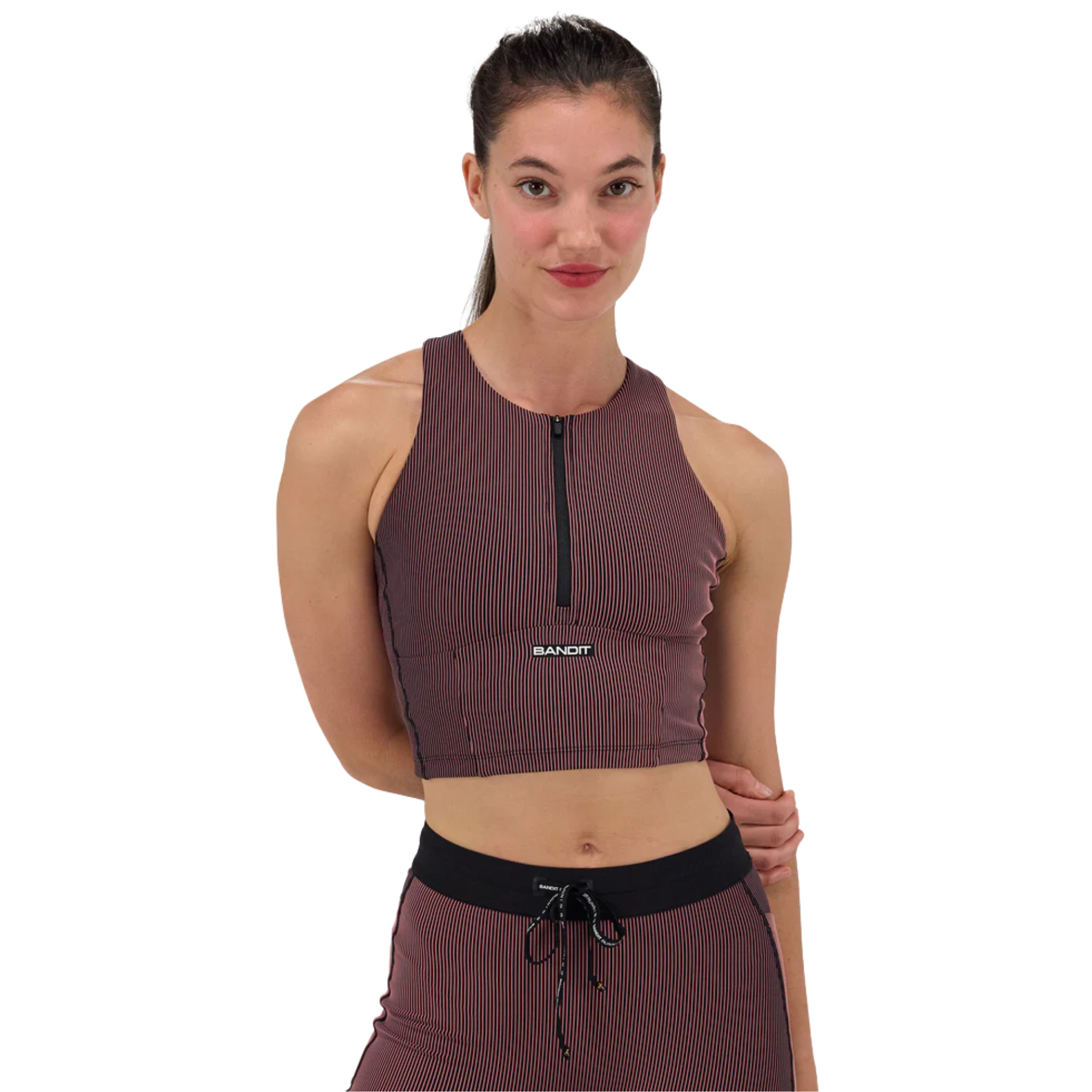Striped Cadence™ Zip Front Race Crop