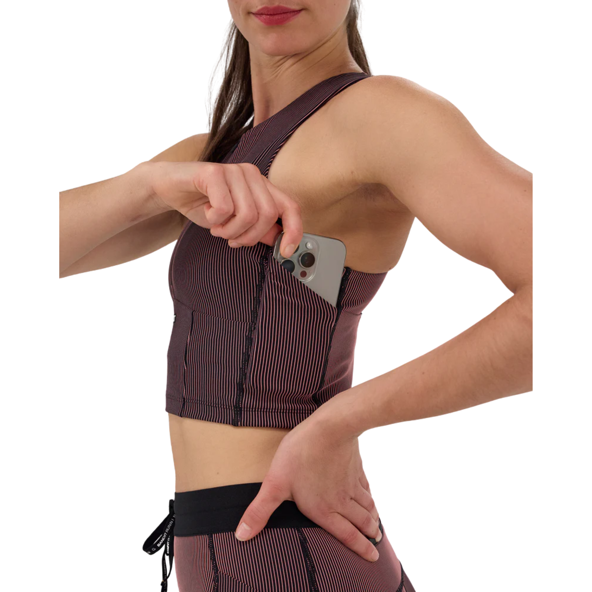 Striped Cadence™ Zip Front Race Crop