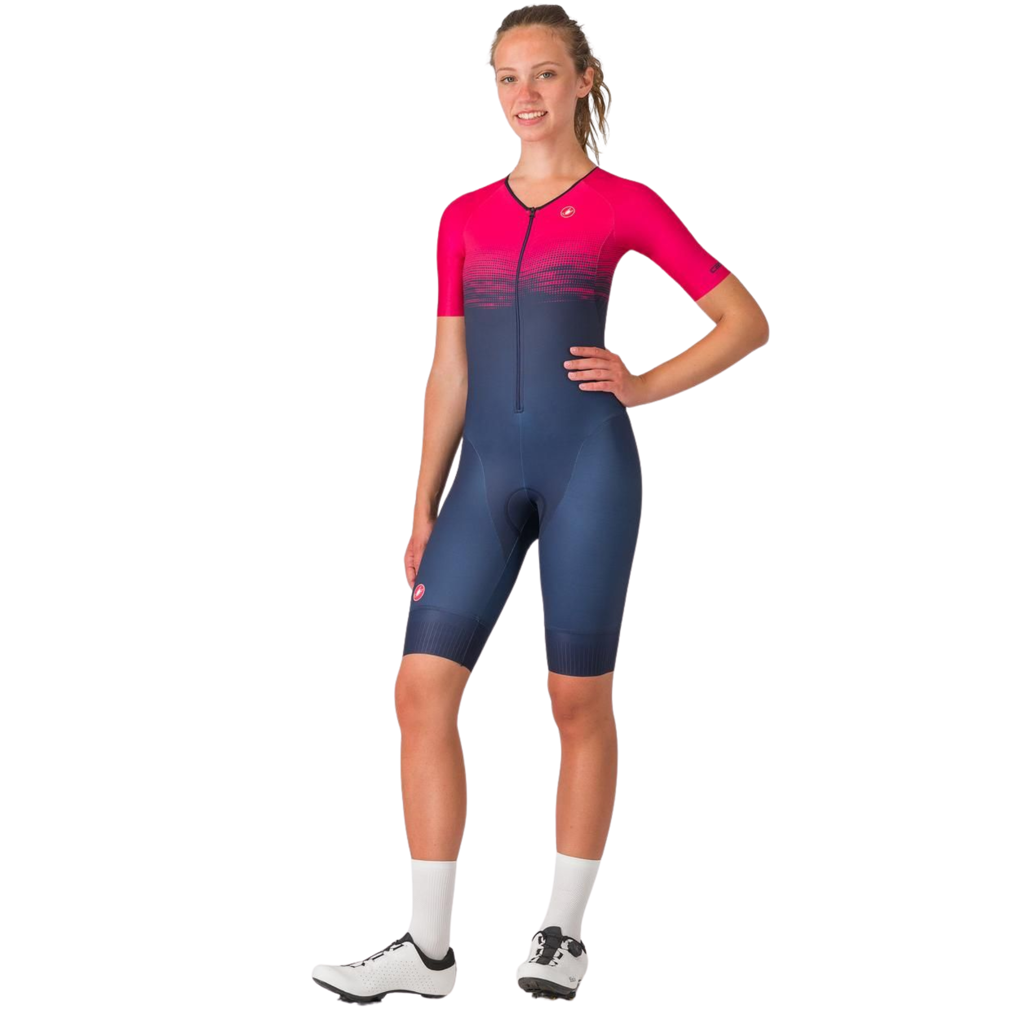 Castelli Core Tri W Suit Short Sleeve in Belgian Blue/Bright Rose