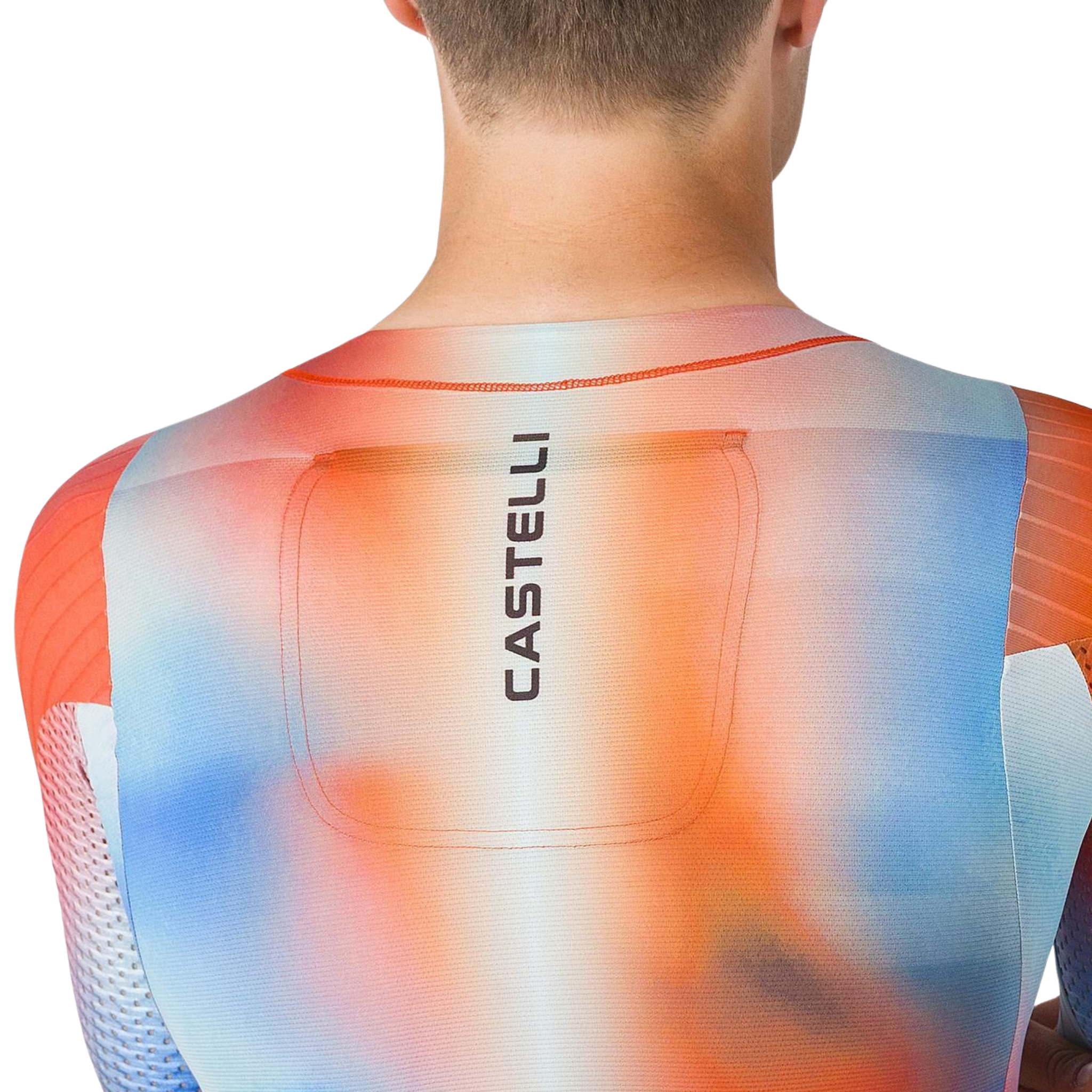 Castelli Free Sanremo 3 Suit Short Sleeve in Paprika Winter Sky Black