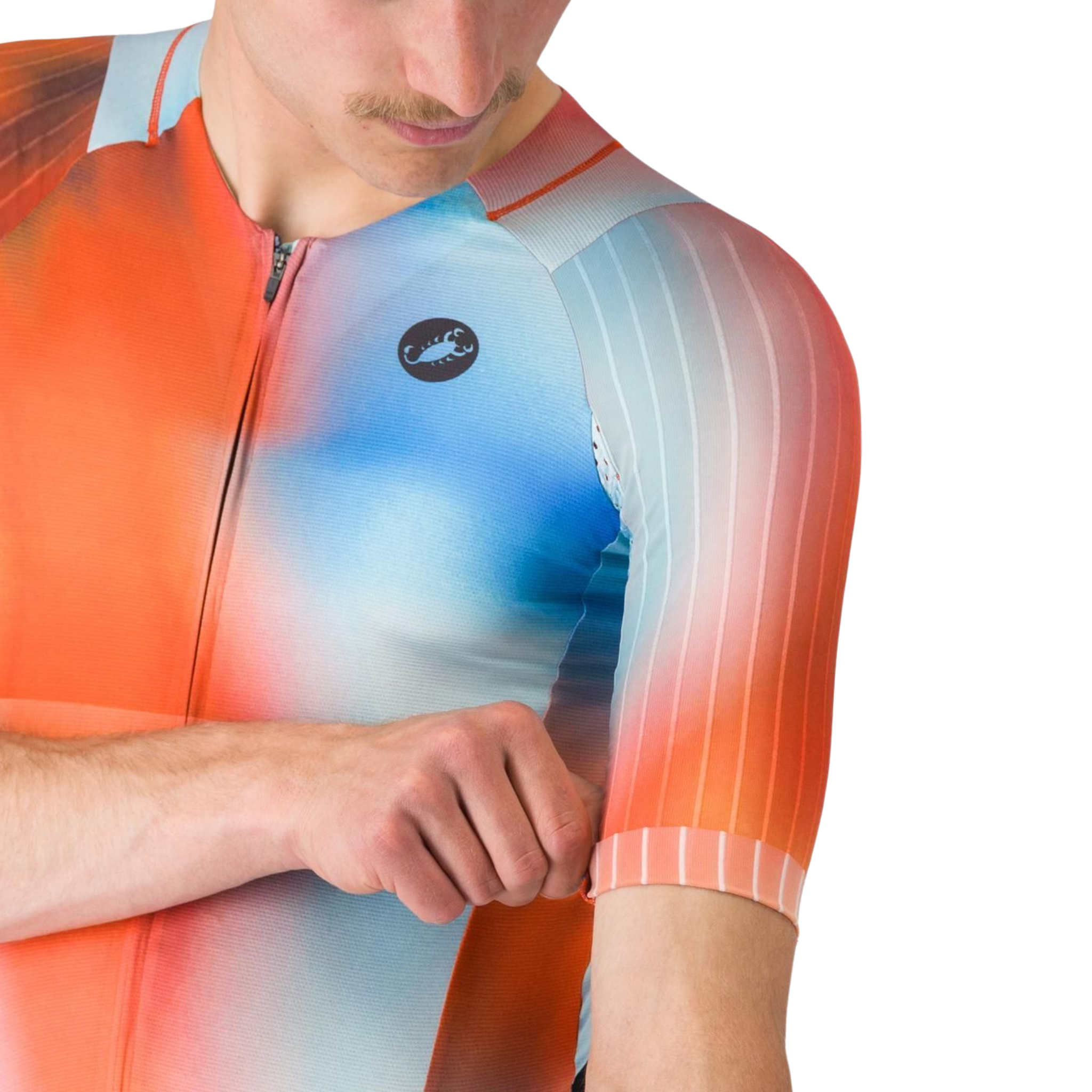 Castelli Free Sanremo 3 Suit Short Sleeve in Paprika Winter Sky Black