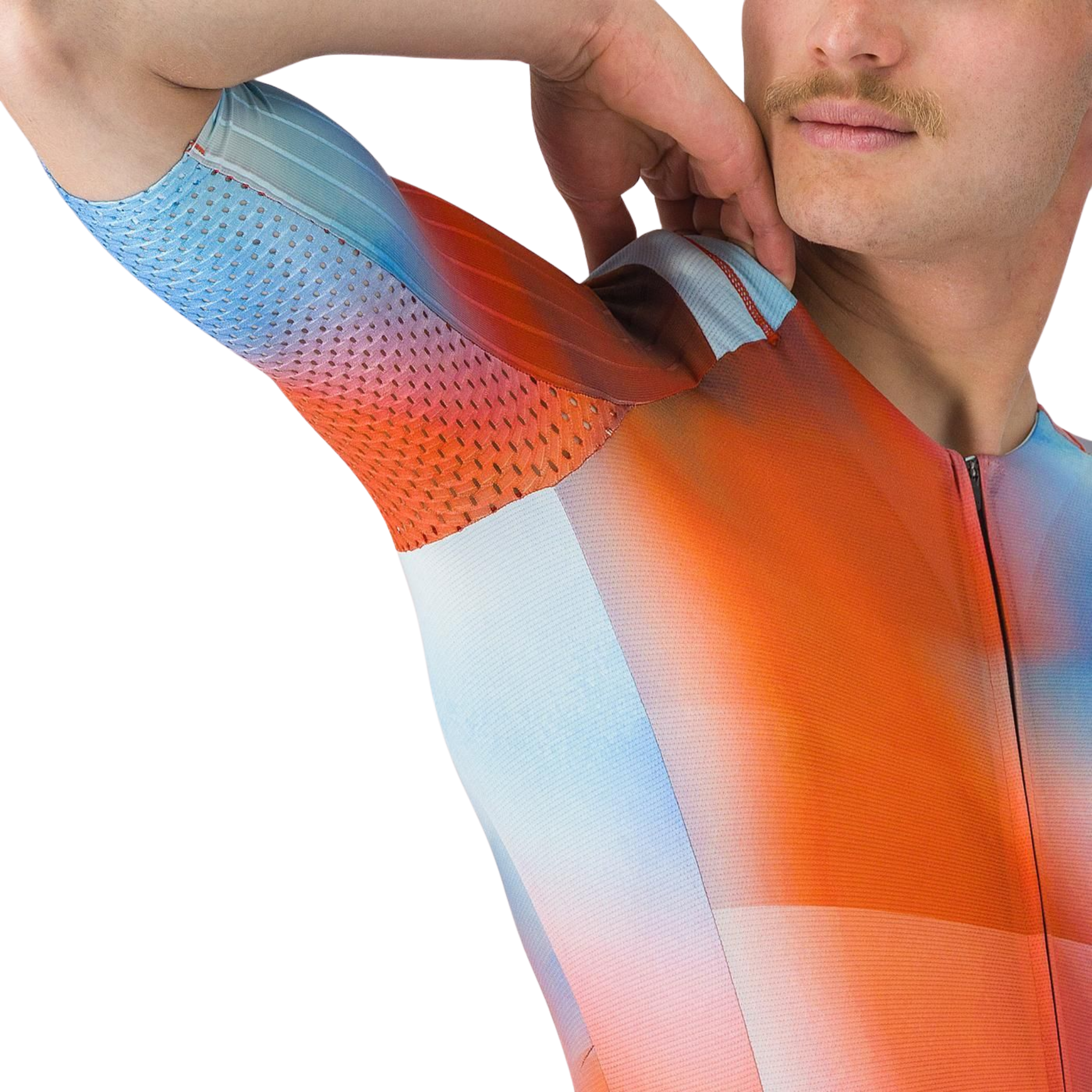 Castelli Free Sanremo 3 Suit Short Sleeve in Paprika Winter Sky Black