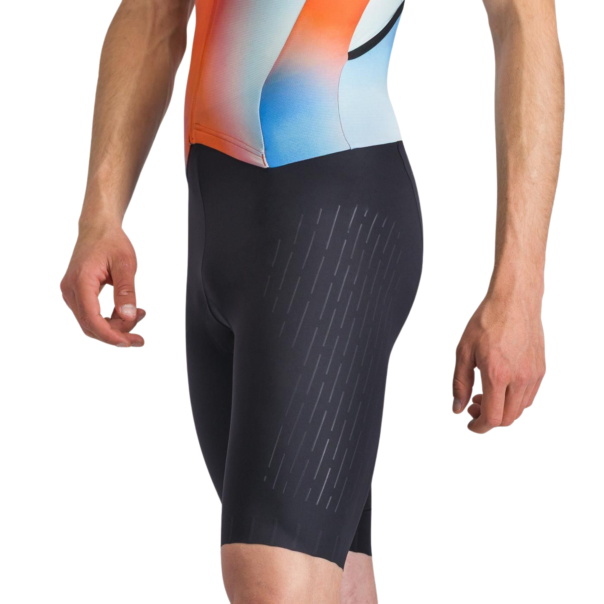 Castelli Free Sanremo 3 Suit Short Sleeve in Paprika Winter Sky Black