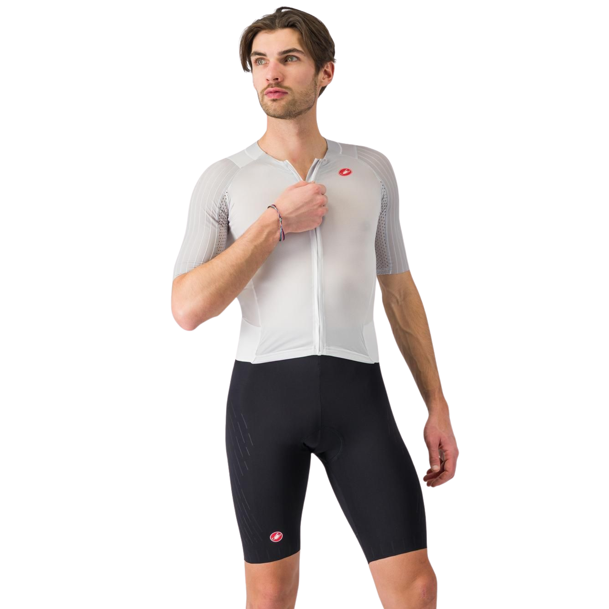 Castelli Free Sanremo 3 Suit Short Sleeve in White Black