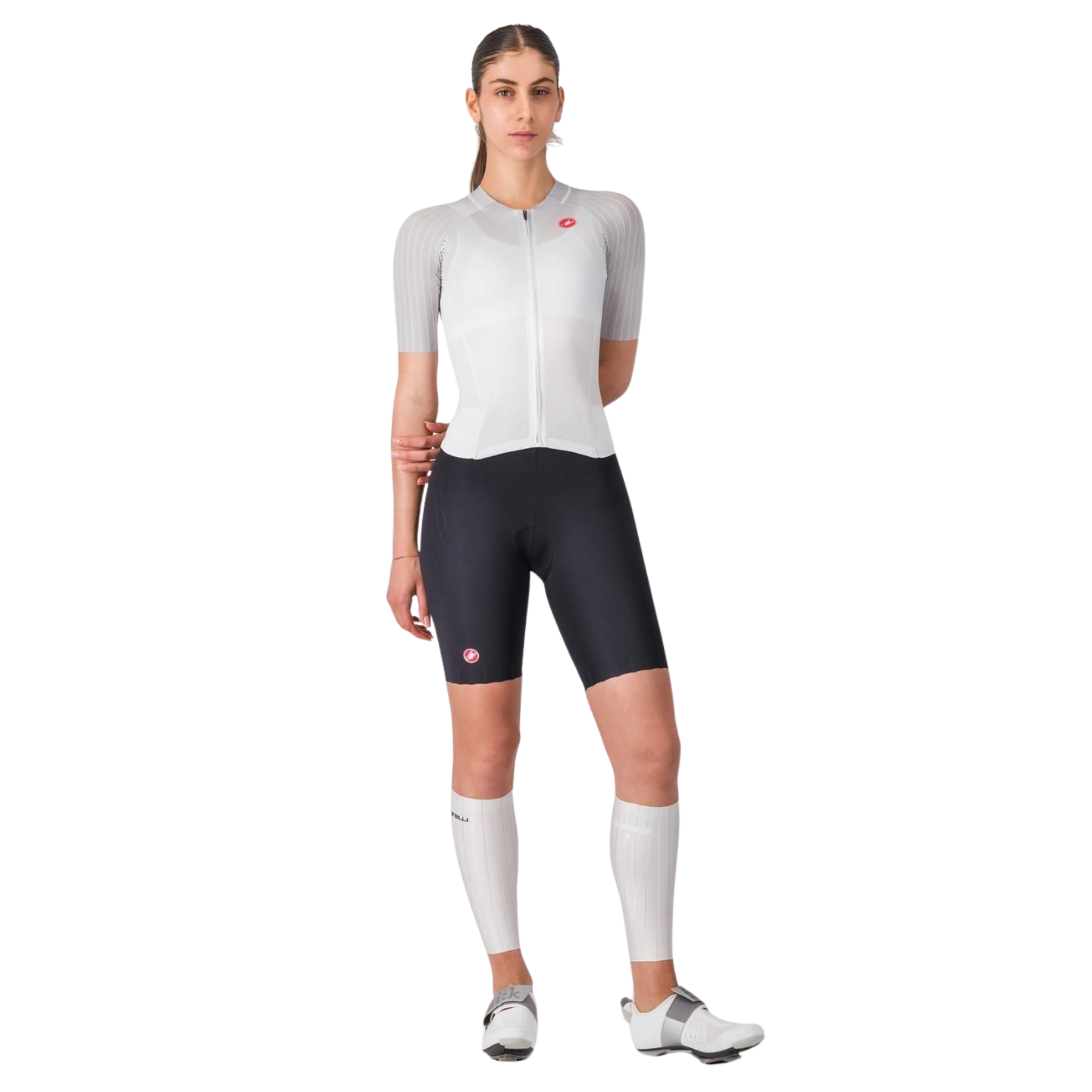 Castelli Free Sanremo 3 W Suit Short Sleeve in White Black