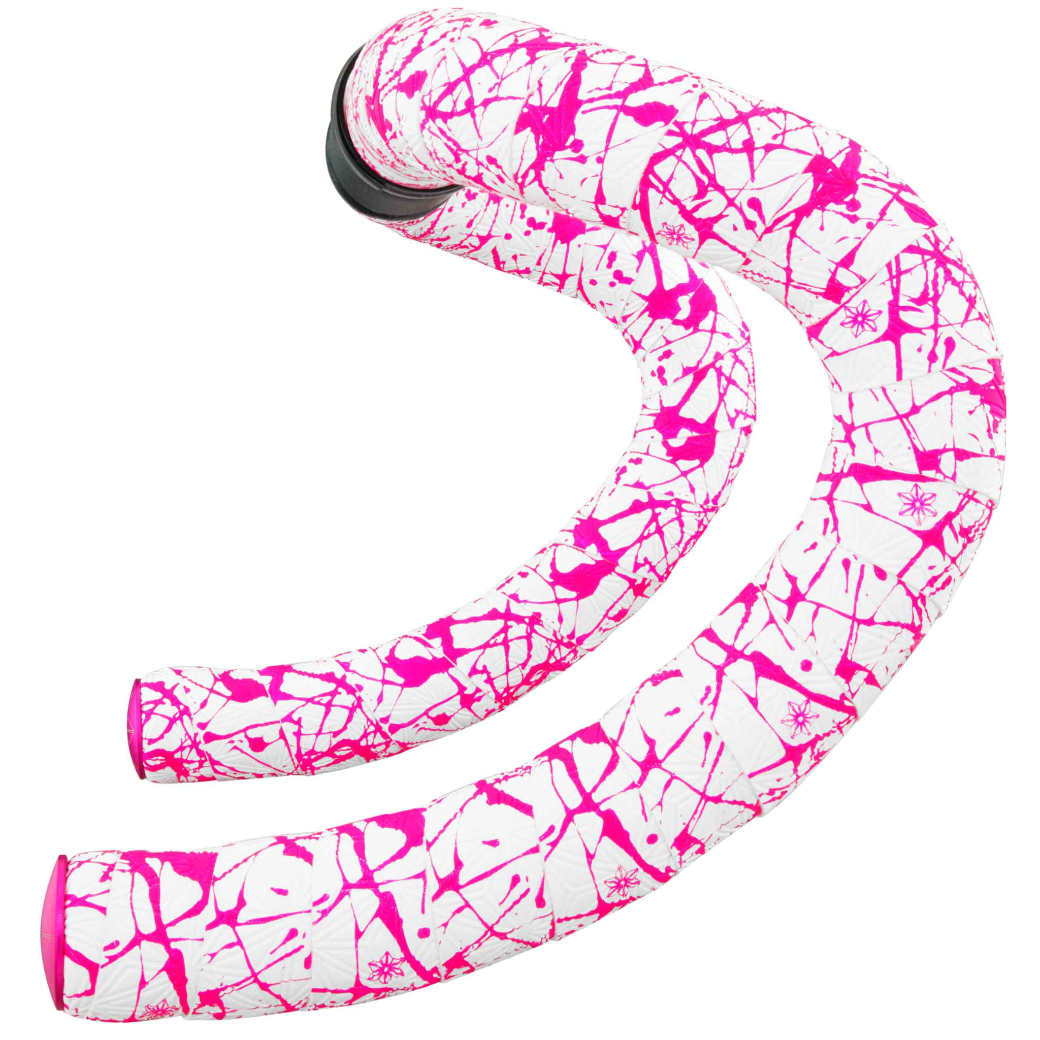 Supacaz Super Sticky Kush - Splat - Limited - White w/ Neon Pink + Neon Pink Star Plugz